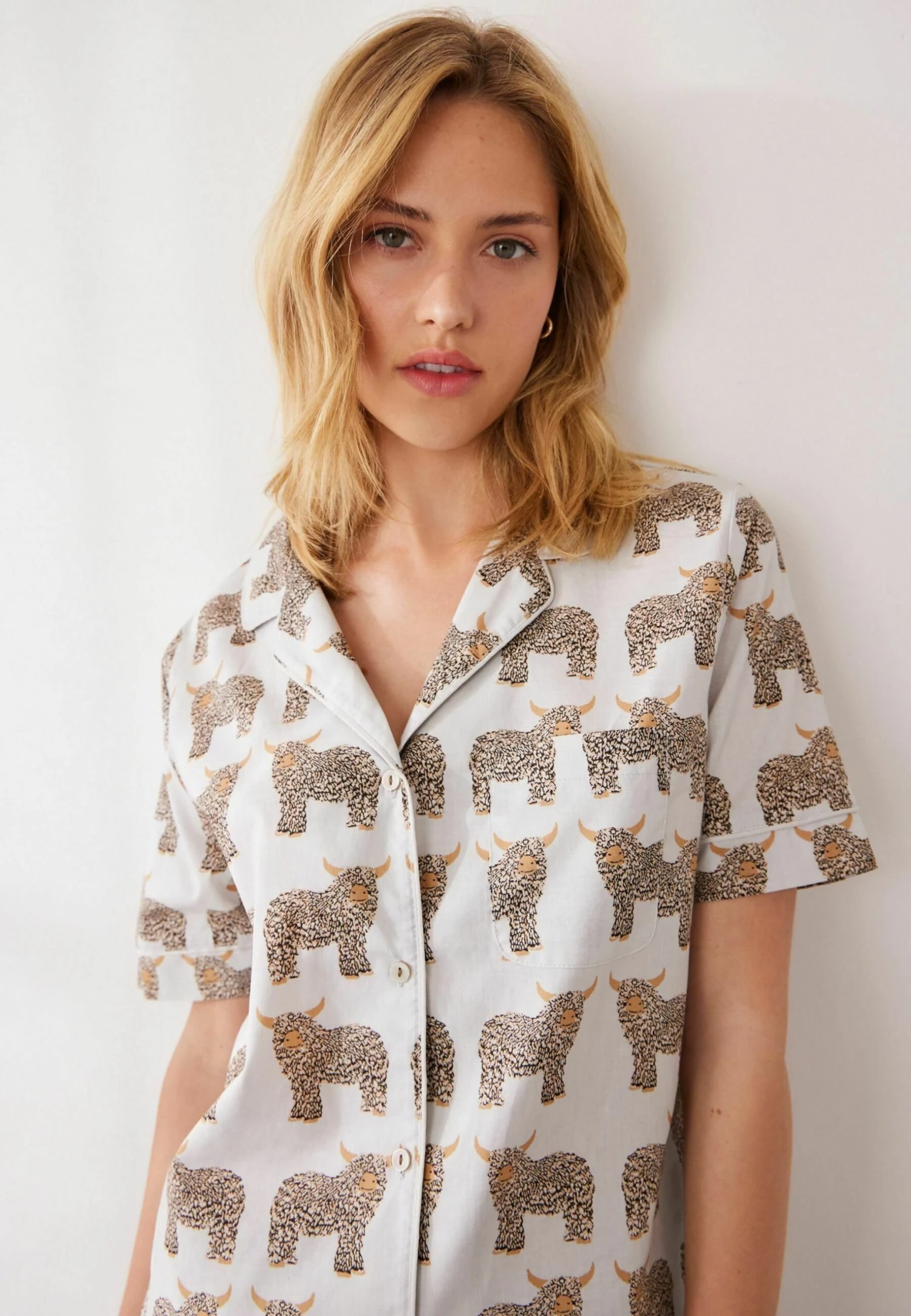 Next Set Short Sleeve Button Through Standard - Pyjama - Grey Hamish Cow 5 Next Set Short Sleeve Button Through Standard - Pyjama - Grey Hamish Cow – Image 3