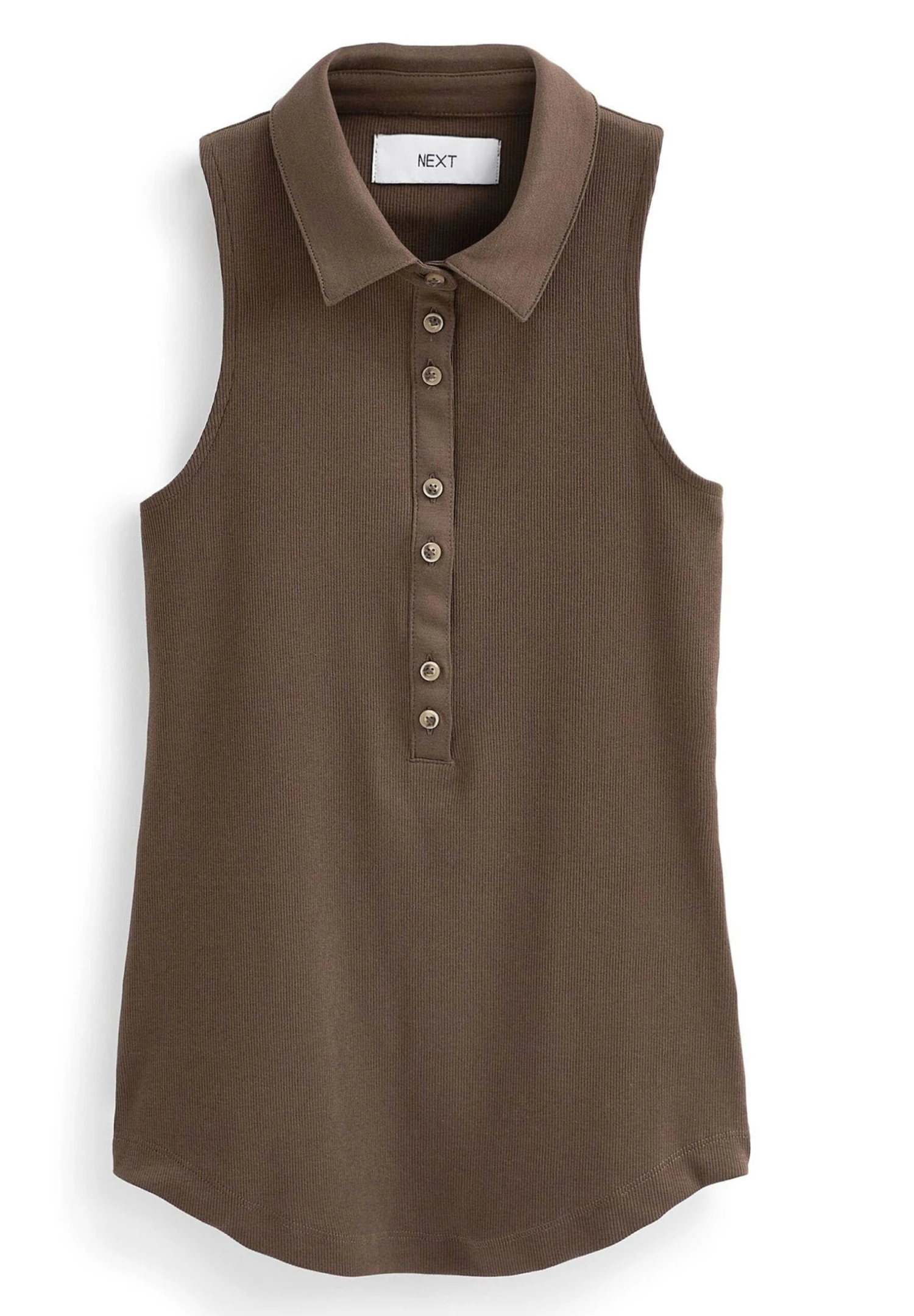 Next Sleeveless Button - Polo - Brown 6 Next Sleeveless Button - Polo - Brown – Image 4