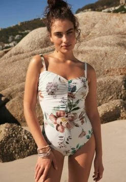 Next Bandeau Tummy Control Standard - Maillot De Bain - White Floral