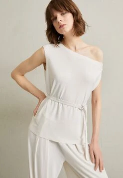 Norma Kamali Drop Shoulder - T-Shirt Imprimé - Bone