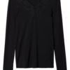 Mit V-Ausschnitt - T-Shirt À Manches Longues - Nero -ESPRIT Soldes 49663cd734a645cd839b8a42006275ed