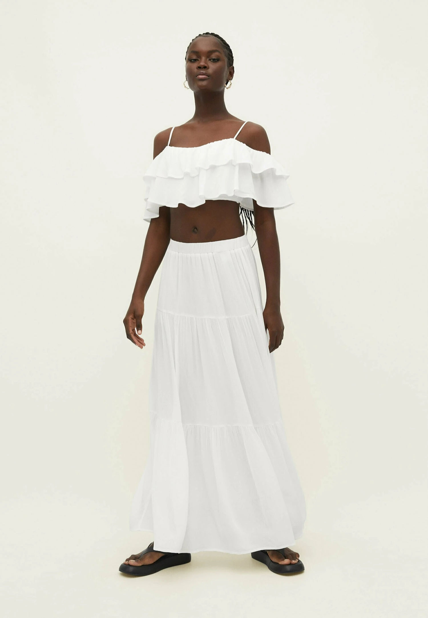 Stradivarius Peasant - Jupe Longue - White 4 Stradivarius Peasant - Jupe Longue - White – Image 2