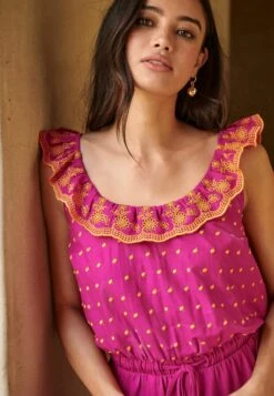 Next Sleeveless Ruffle Tie Waist Embroidered Standard - Combinaison - Pink/Orange -ESPRIT Soldes 53c9c74925ad4c2da7bf78b8d5b20364