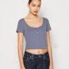 Hollister Co. Pointelle Henley - T-Shirt Basique - Grisaille -ESPRIT Soldes 54c4fd48e1e543c589ab53e4e6fccd0b