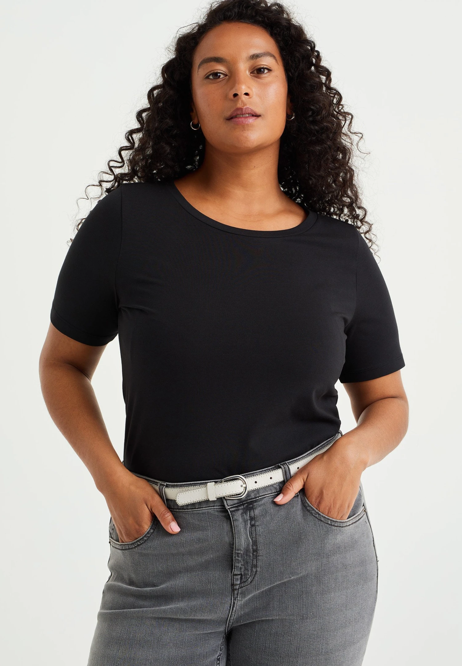 WE FASHION Curve - T-Shirt Basique - Black 3 WE FASHION Curve - T-Shirt Basique - Black