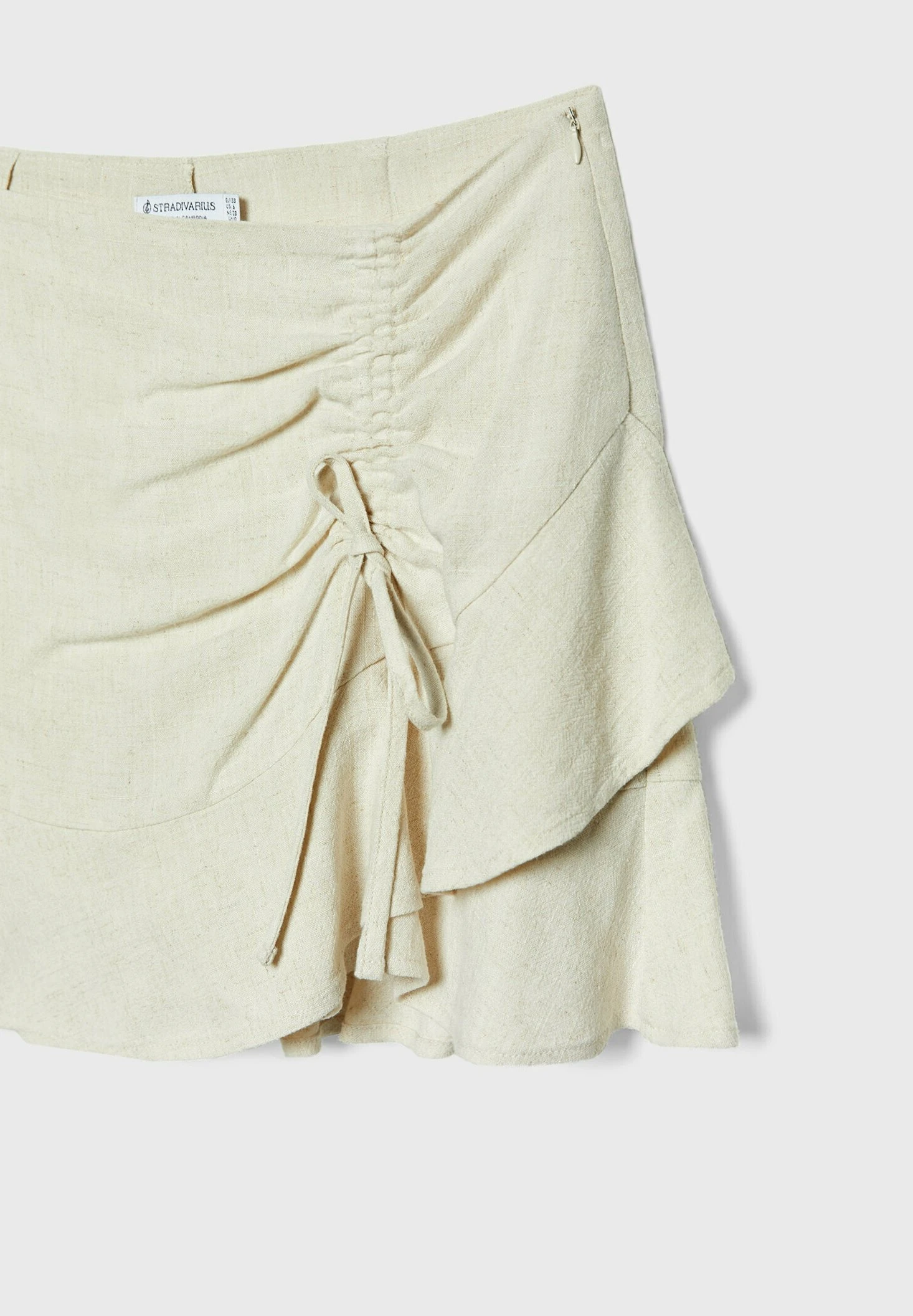 Stradivarius Rustic-Style With Ruffles - Jupe Trapèze - Stone 10 Stradivarius Rustic-Style With Ruffles - Jupe Trapèze - Stone – Image 8