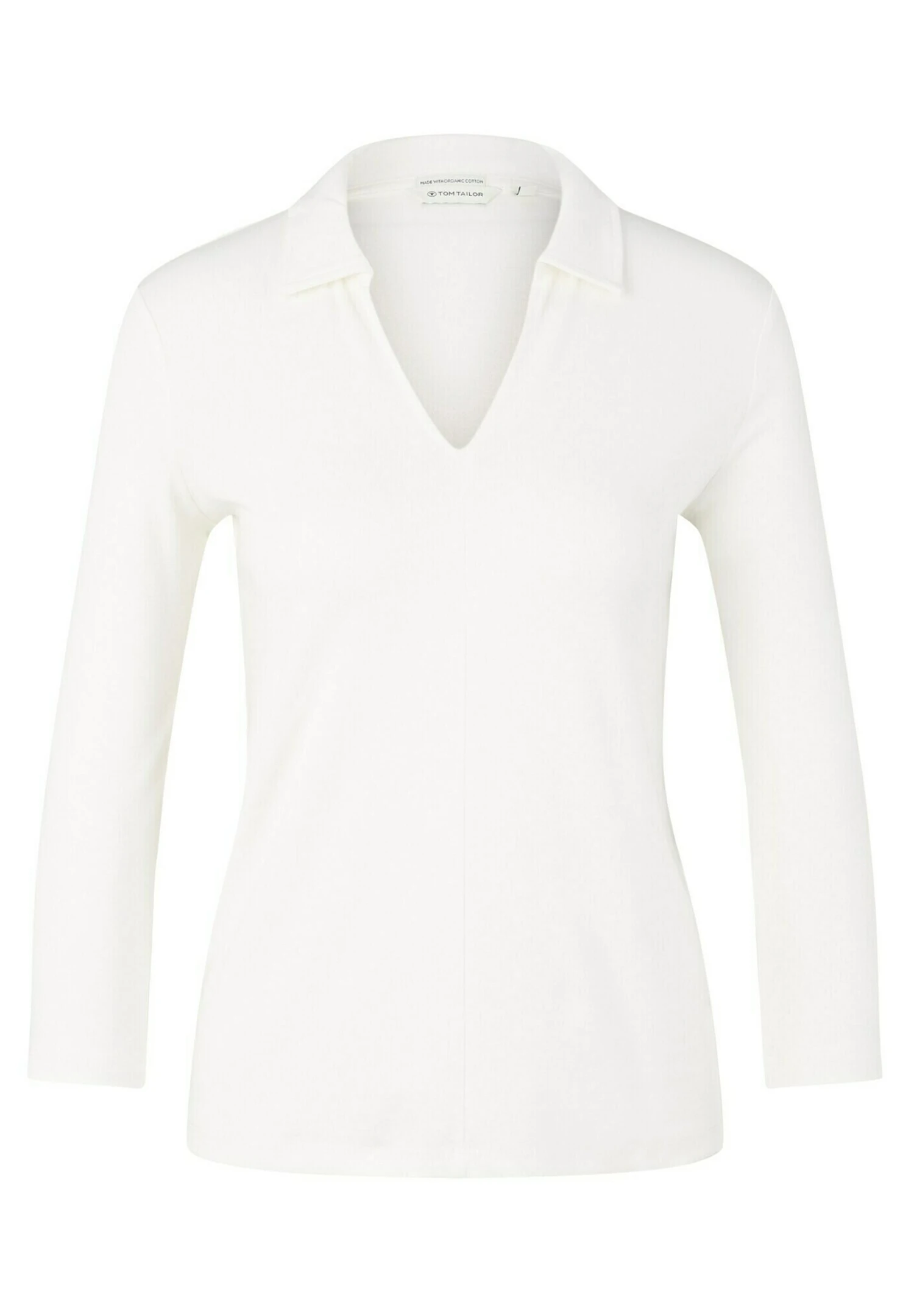Tom Tailor 3/4 Mit Kragen - Polo - Whisper White 3 Tom Tailor 3/4 Mit Kragen - Polo - Whisper White