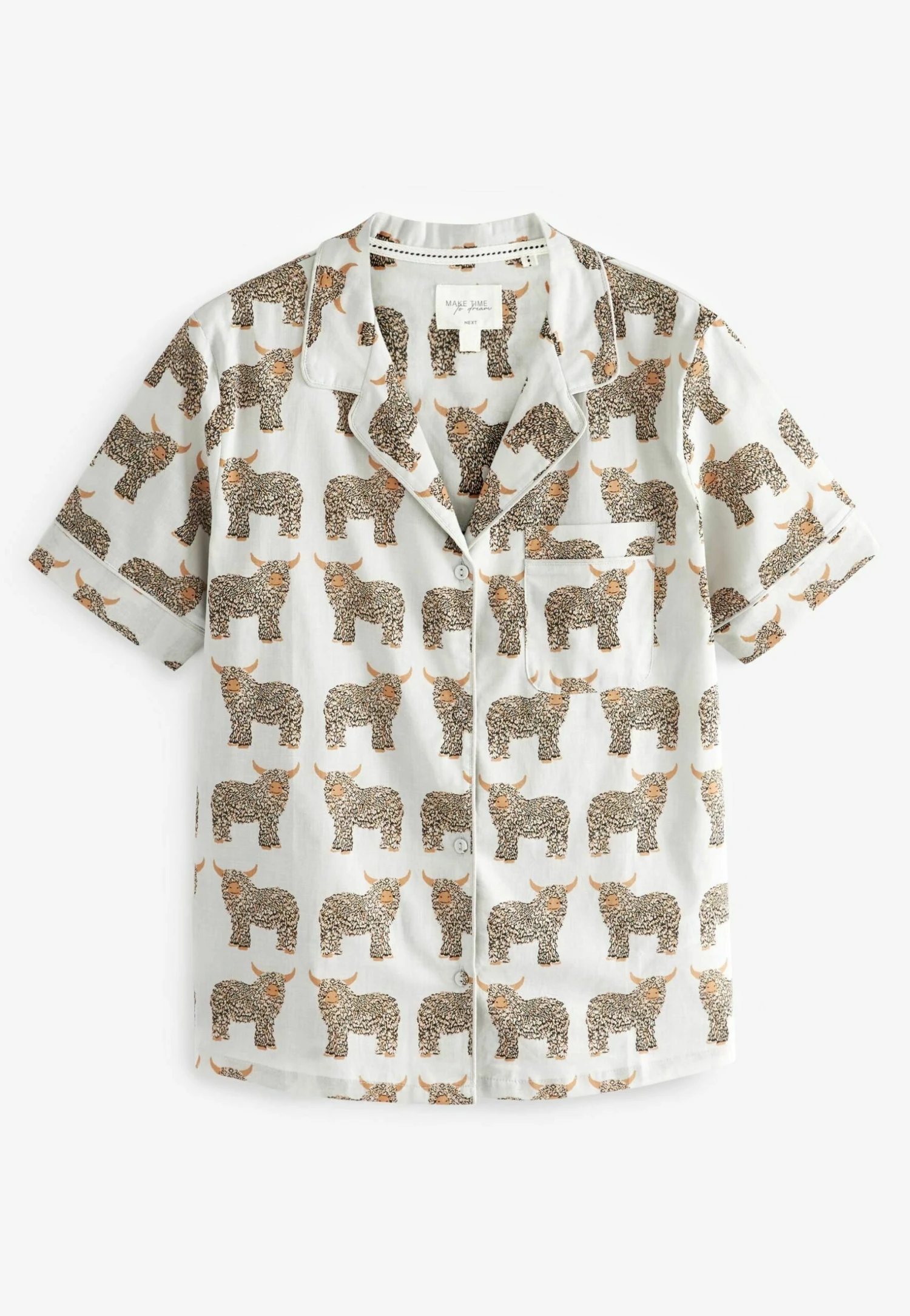 Next Set Short Sleeve Button Through Standard - Pyjama - Grey Hamish Cow 8 Next Set Short Sleeve Button Through Standard - Pyjama - Grey Hamish Cow – Image 6