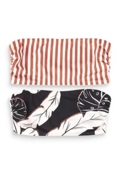 Next 2 Pack Standard - Haut De Bikini - Tan Stripe Black Leaf