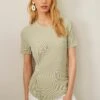 Next Short Sleeve Button Detail - T-Shirt Imprimé - Sage Green -ESPRIT Soldes 93fa80acdb294445ab207e1cd3cd3660