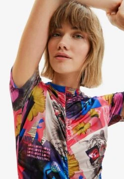 Desigual Ruched Collage Bodysuit - T-Shirt Imprimé - Multicoloured -ESPRIT Soldes abc6eac7e012494eb09fd95120778004