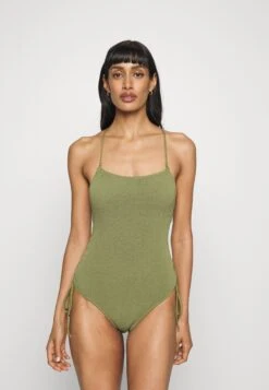 Seafolly Sea Dive Scoop Neck Drawstring Side - Maillot De Bain - Khaki