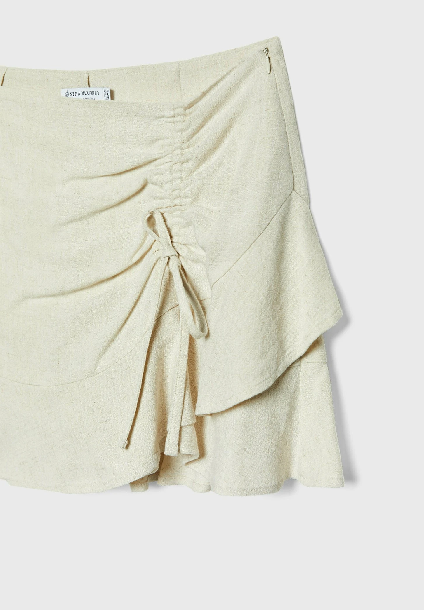 Stradivarius Rustic-Style With Ruffles - Jupe Trapèze - Stone 11 Stradivarius Rustic-Style With Ruffles - Jupe Trapèze - Stone – Image 9