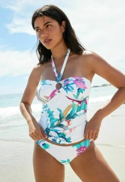 Next Tummy Control Halter - Haut De Bikini - Ecru Floral