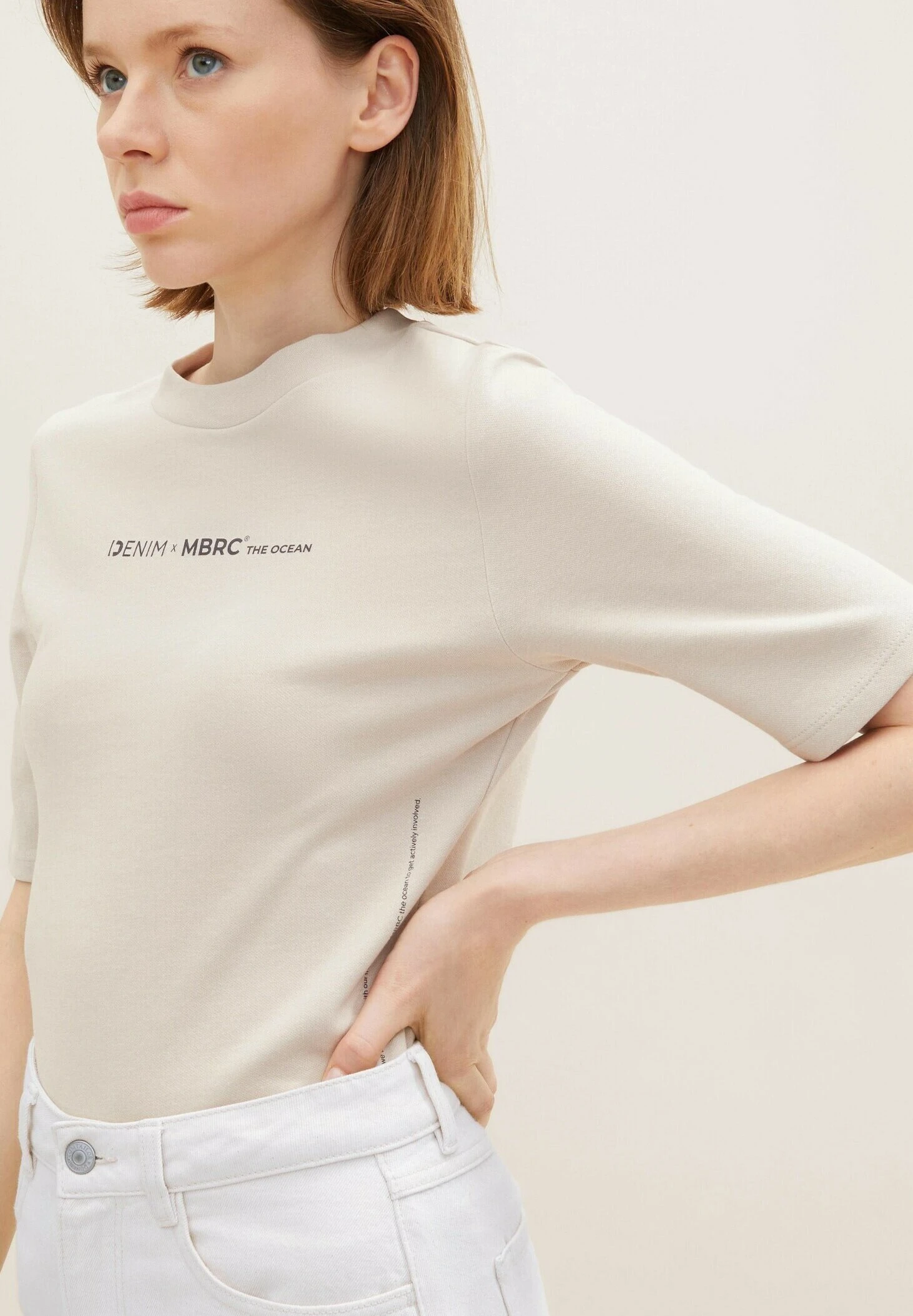 TOM TAILOR Denim Mit Textprint - T-Shirt Imprimé - Cloud Grey 6 TOM TAILOR Denim Mit Textprint - T-Shirt Imprimé - Cloud Grey – Image 4