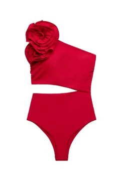 Oysho Floral Asymmetric - Maillot De Bain - Red -ESPRIT Soldes f19ebe2b86604903a11d5cfc0bdb6555