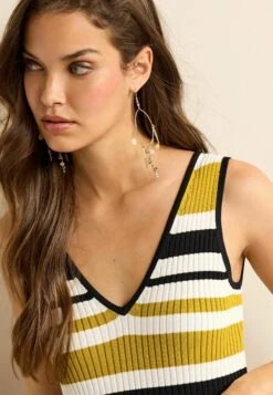 Next Tie Waist Wide Leg - Combinaison - Mustard Yellow/Black/White Stripe -ESPRIT Soldes f474a503aab541a5b207bb0ae9d82209