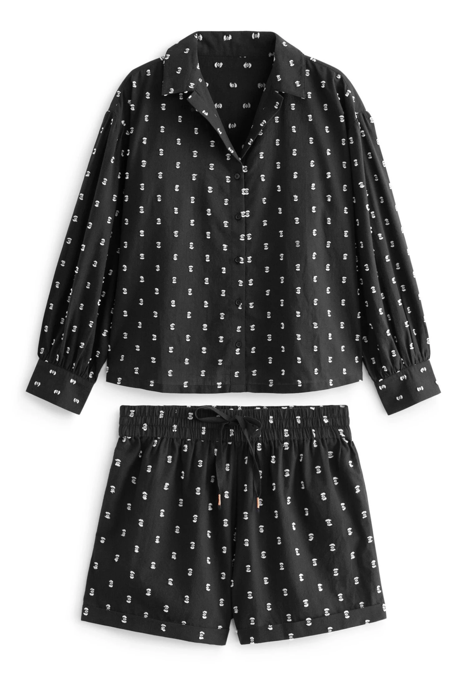 Next Embroidered Button Through Standard - Pyjama - Black 8 Next Embroidered Button Through Standard - Pyjama - Black – Image 6